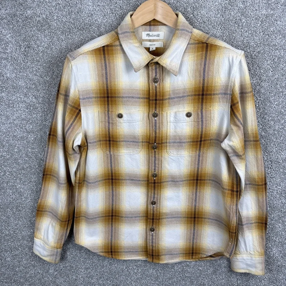 Madewell Button Shirt Men's Small Tartan Easy Fit Twill Loose‎ Overshirt